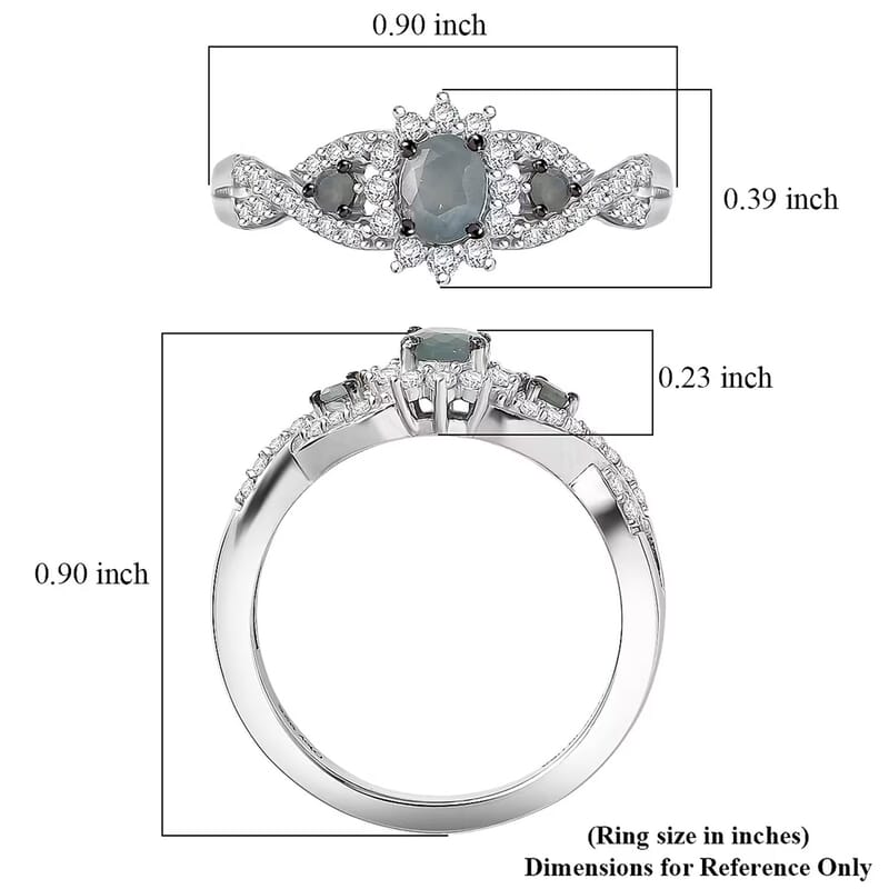 D'Joy Narsipatnam Alexandrite and Moissanite 0.80 ctw Royal Glow Infinity Ring in Rhodium Over Sterling Silver (Size 5.0)