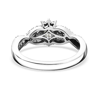 D'Joy Narsipatnam Alexandrite and Moissanite 0.80 ctw Royal Glow Infinity Ring in Rhodium Over Sterling Silver (Size 5.0)