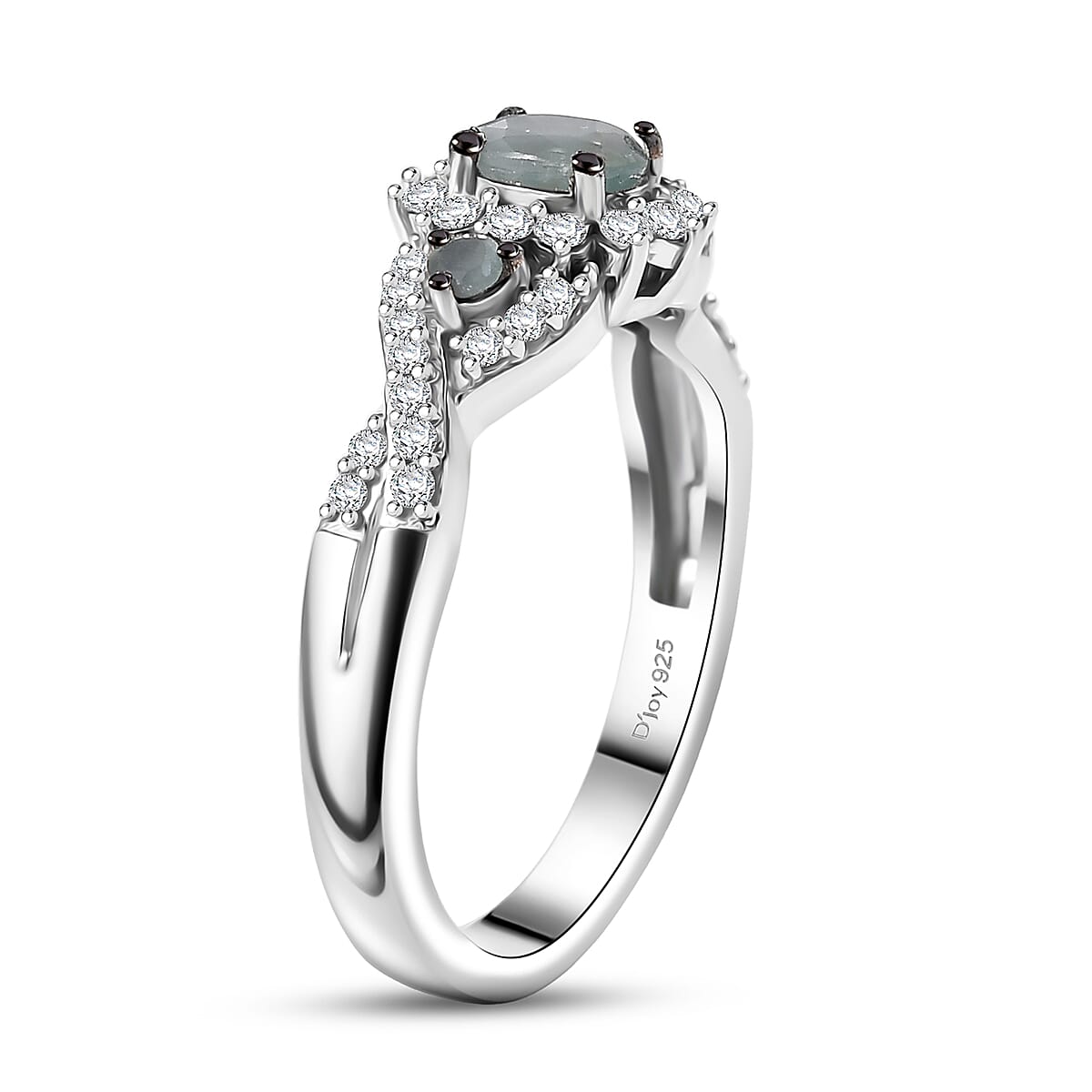 D'Joy Narsipatnam Alexandrite and Moissanite 0.80 ctw Royal Glow Infinity Ring in Rhodium Over Sterling Silver (Size 8.0) image number 3