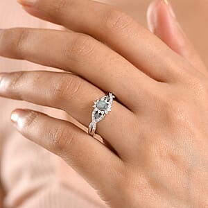 D'Joy Narsipatnam Alexandrite and Moissanite 0.80 ctw Royal Glow Infinity Ring in Rhodium Over Sterling Silver (Size 9.0)