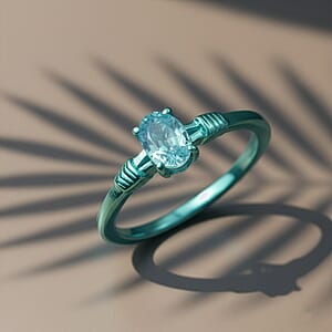 D'Joy Premium Cambodian Blue Zircon 1.30 ctw Ocean wave Ring in Blue E-coat Sterling Silver (Size 10.0)