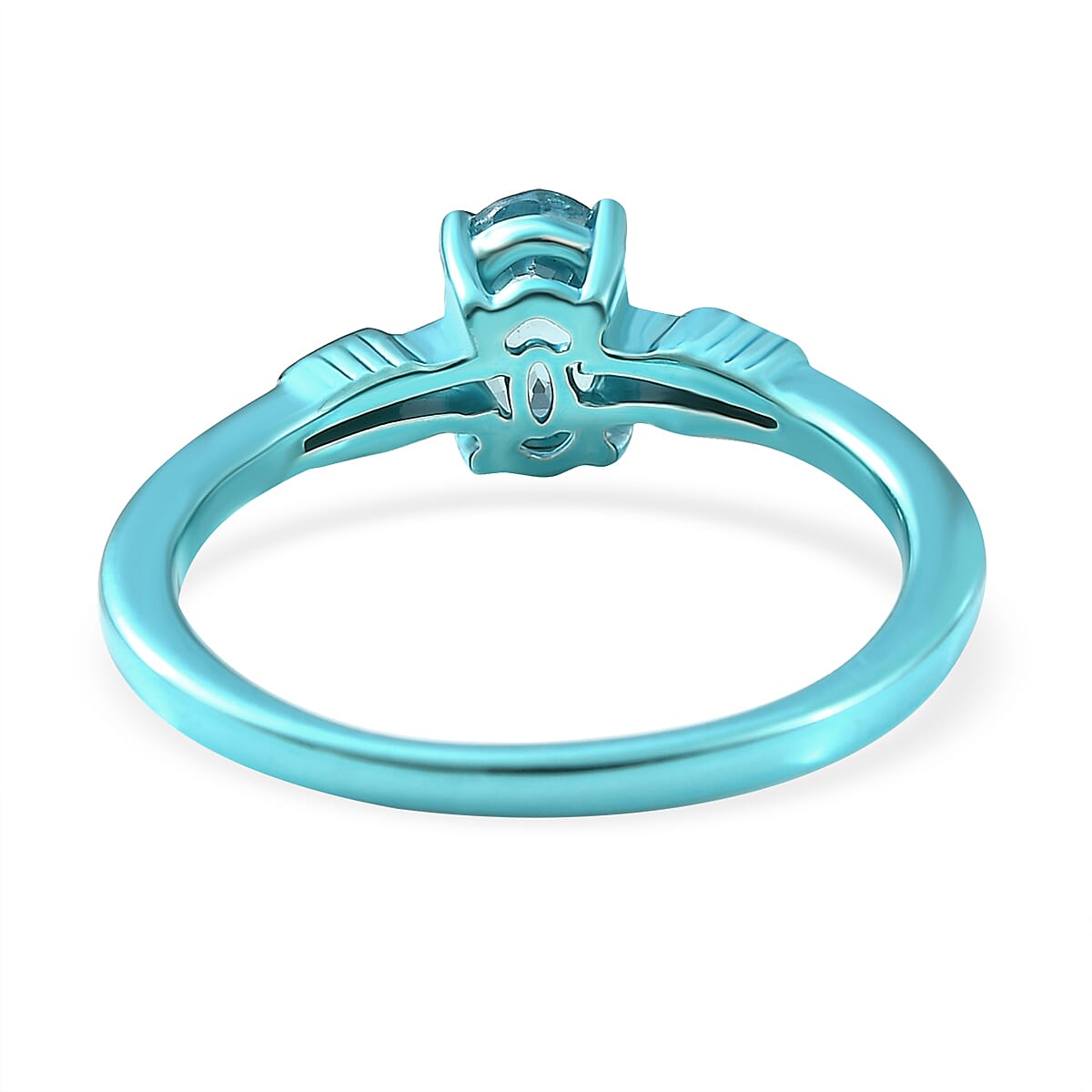 D'Joy Premium Cambodian Blue Zircon 1.30 ctw Ocean wave Ring in Blue E-coat Sterling Silver (Size 10.0) image number 4