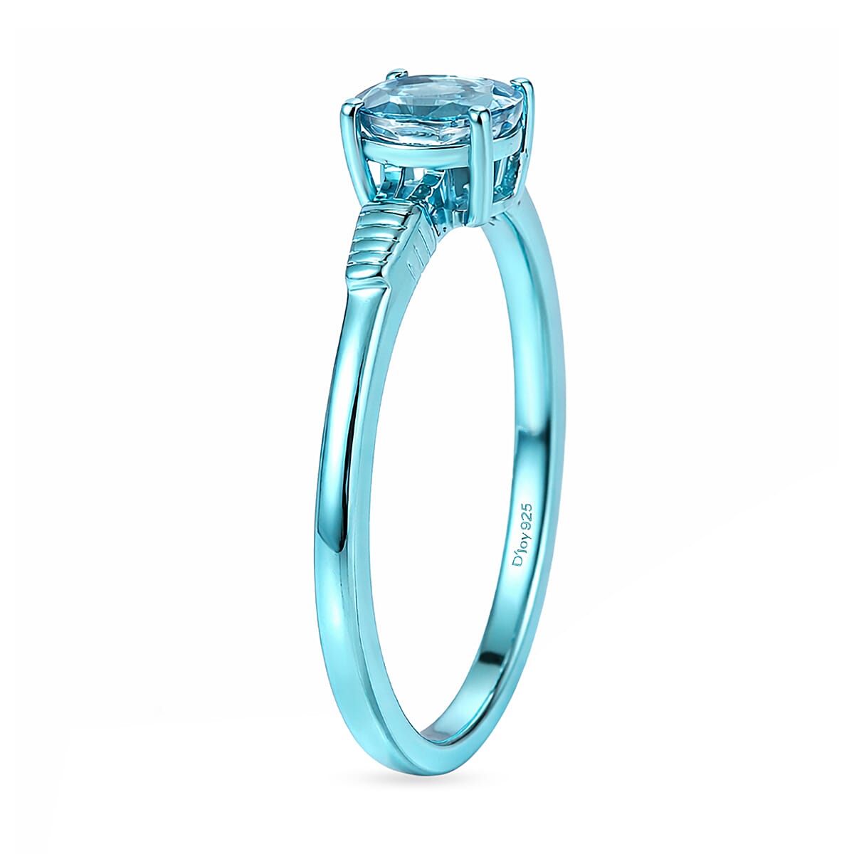 D'Joy Premium Cambodian Blue Zircon 1.30 ctw Ocean wave Ring in Blue E-coat Sterling Silver (Size 7.0) image number 3