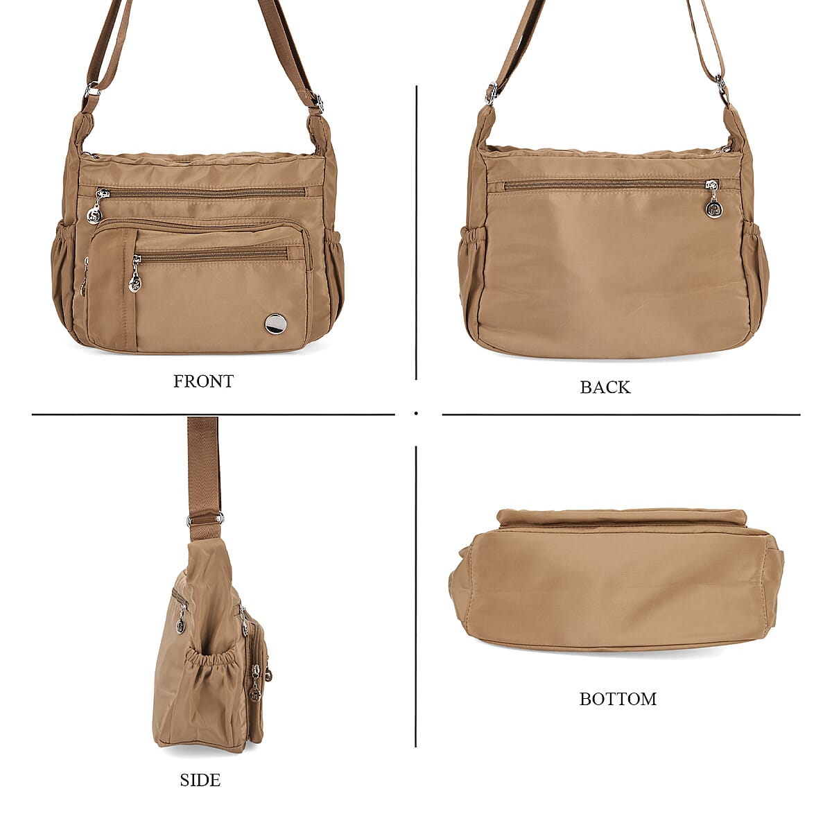 Passage Khaki Nylon Multi Pocket Crossbody Bag with RFID and Shoulder Strap image number 4