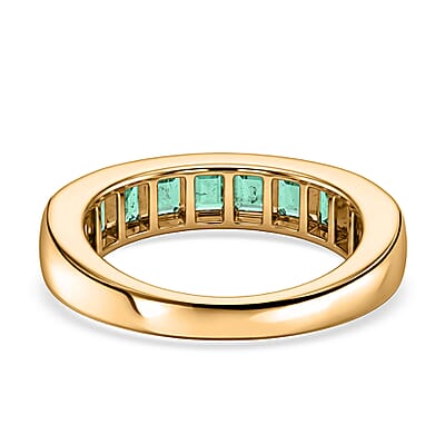 D'Joy Premium Kagem Zambian Emerald 1.35 ctw Eternity Band Ring in 18K Vermeil Yellow Gold Over Sterling Silver (Size 6.0)