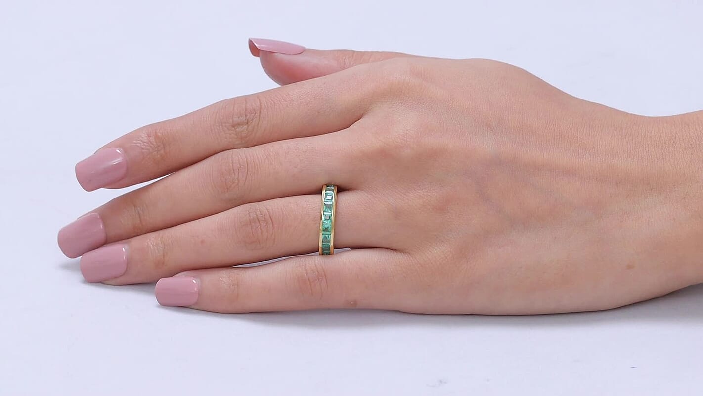 D'Joy Premium Kagem Zambian Emerald Ring in 18K Vermeil YG Over Sterling Silver (Size 10.0) 1.35 ctw