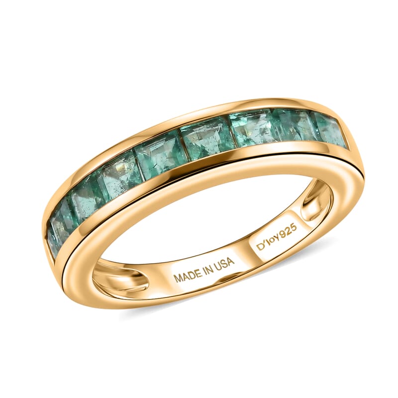 Doorbuster D'Joy Premium Kagem Zambian Emerald 1.35 ctw Eternity Band Ring in 18K Vermeil Yellow Gold Over Sterling Silver (Size 8.0)