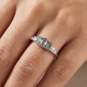 D'Joy Narsipatnam Alexandrite and Diamond 0.70 ctw Regal Shift Three-Stone Ring in Rhodium Over Sterling Silver (Size 10.0)