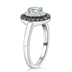 Narsipatnam Alexandrite and Luxuriant Lab Grown Diamond G-H SI 1.25 ctw Regal Shift Halo Ring in Rhodium Over Sterling Silver (Size 10.0)