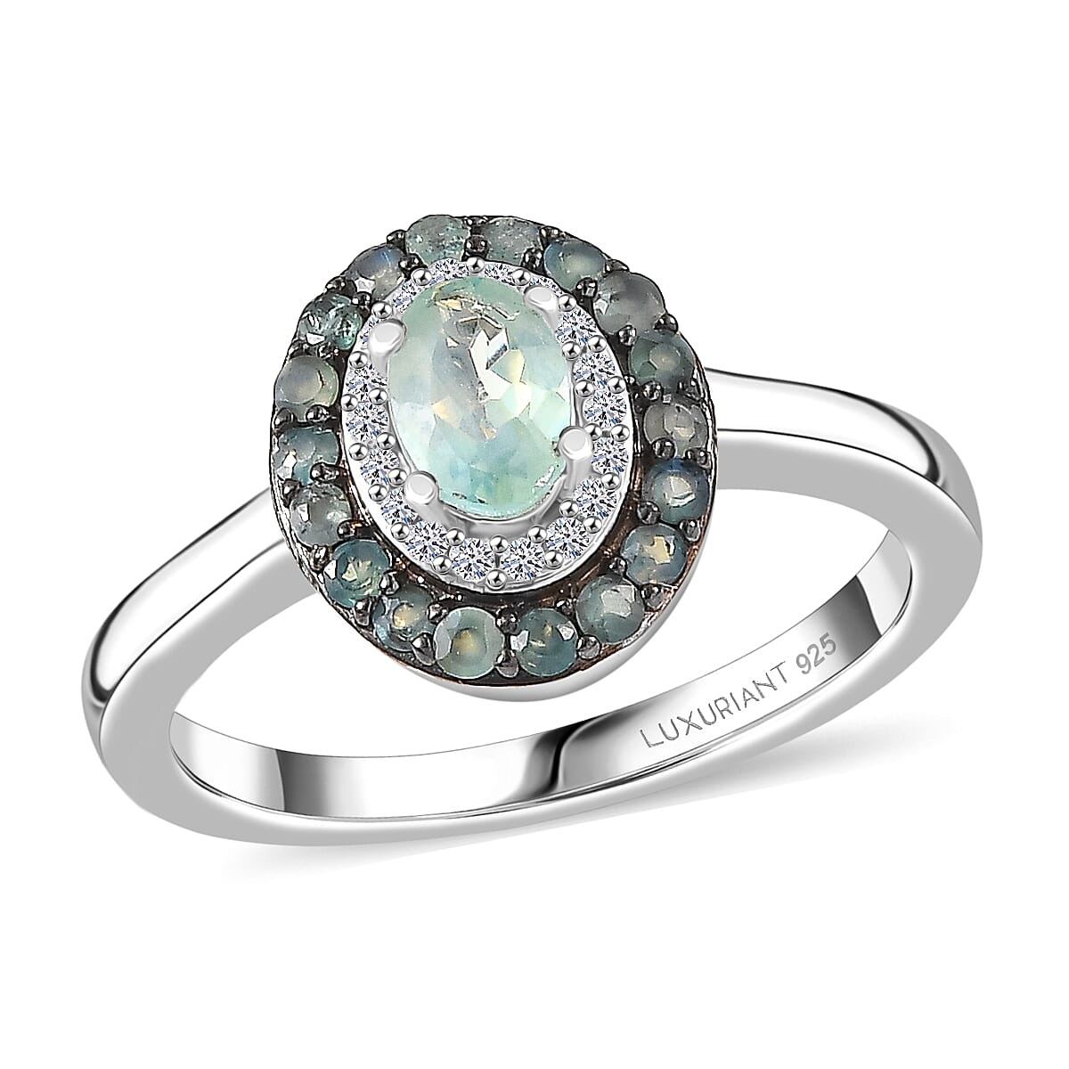 Narsipatnam Alexandrite, Luxuriant Lab Grown Diamond (G-H, SI) Ring in Rhodium Over Sterling Silver (Size 10.0) 1.25 ctw