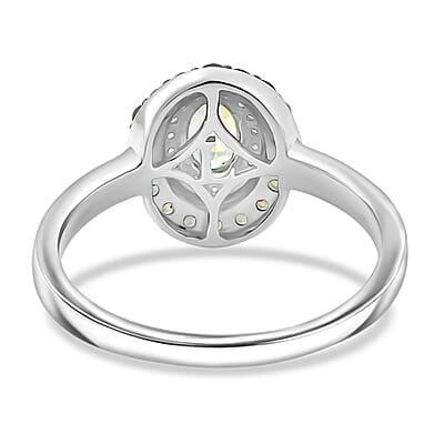 Narsipatnam Alexandrite and Luxuriant Lab Grown Diamond G-H SI 1.25 ctw Regal Shift Halo Ring in Rhodium Over Sterling Silver (Size 7.0)