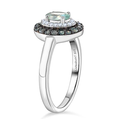 Narsipatnam Alexandrite and Luxuriant Lab Grown Diamond G-H SI 1.25 ctw Regal Shift Halo Ring in Rhodium Over Sterling Silver (Size 9.0)