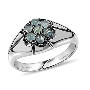 D'Joy Narsipatnam Alexandrite 0.90 ctw Men's Ring in Rhodium Over Sterling Silver (Size 11.0)