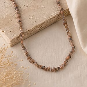 Multi Moonstone 355.00 ctw Beaded Necklace with Lobster Lock in Stainless Steel 32 Inches