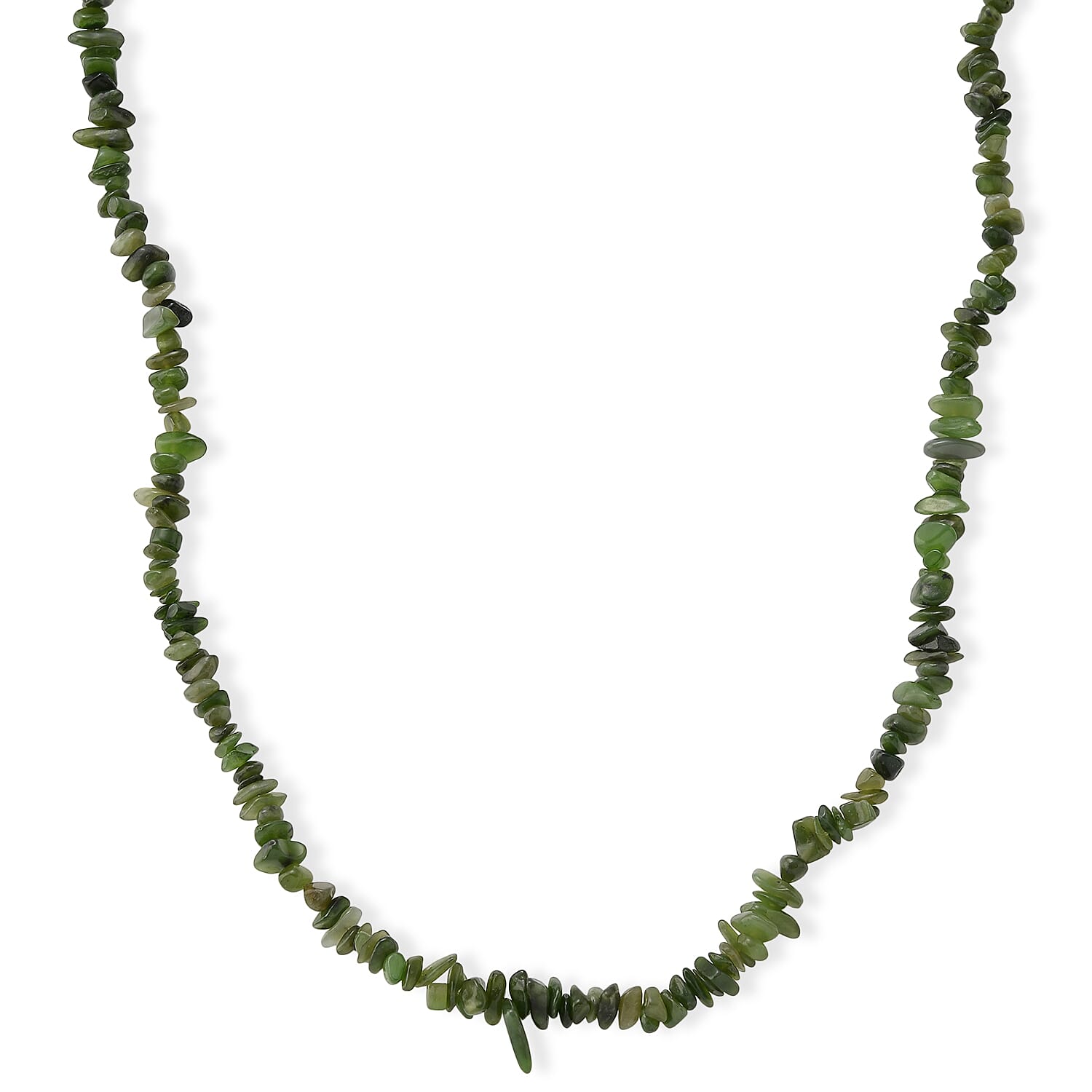Nephrite Jade 355.00 ctw Beaded Necklace with Lobster Lock in Stainless Steel 32 Inches