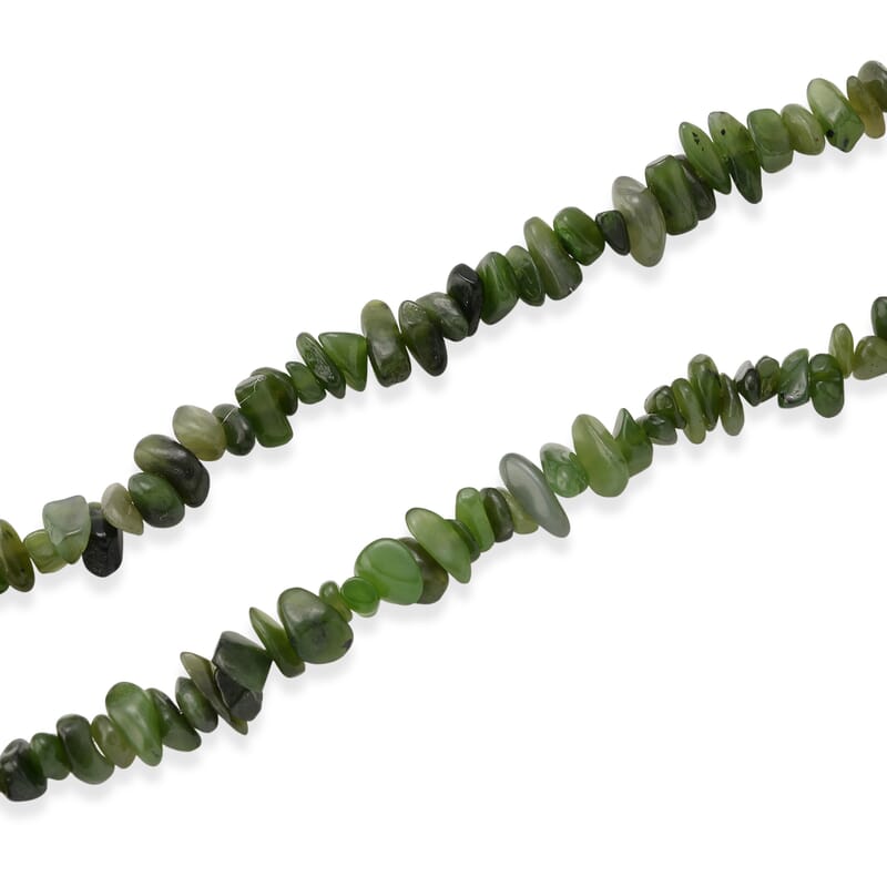 Nephrite Jade 355.00 ctw Beaded Necklace with Lobster Lock in Stainless Steel 32 Inches
