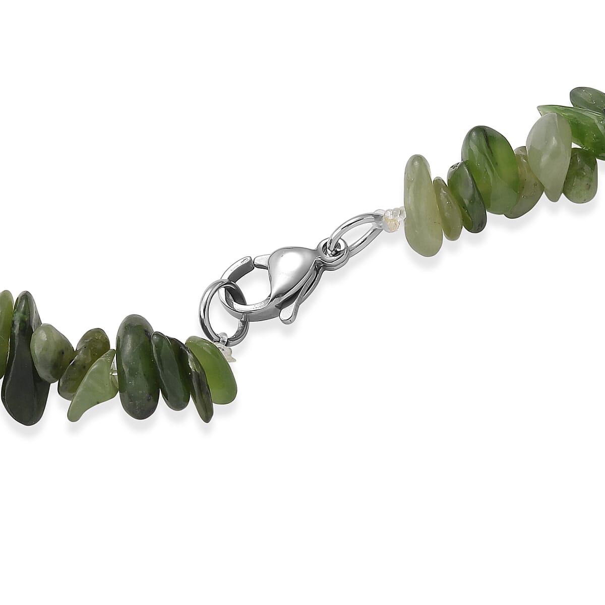 Nephrite Jade 355.00 ctw Beaded Necklace with Lobster Lock in Stainless Steel 32 Inches image number 4