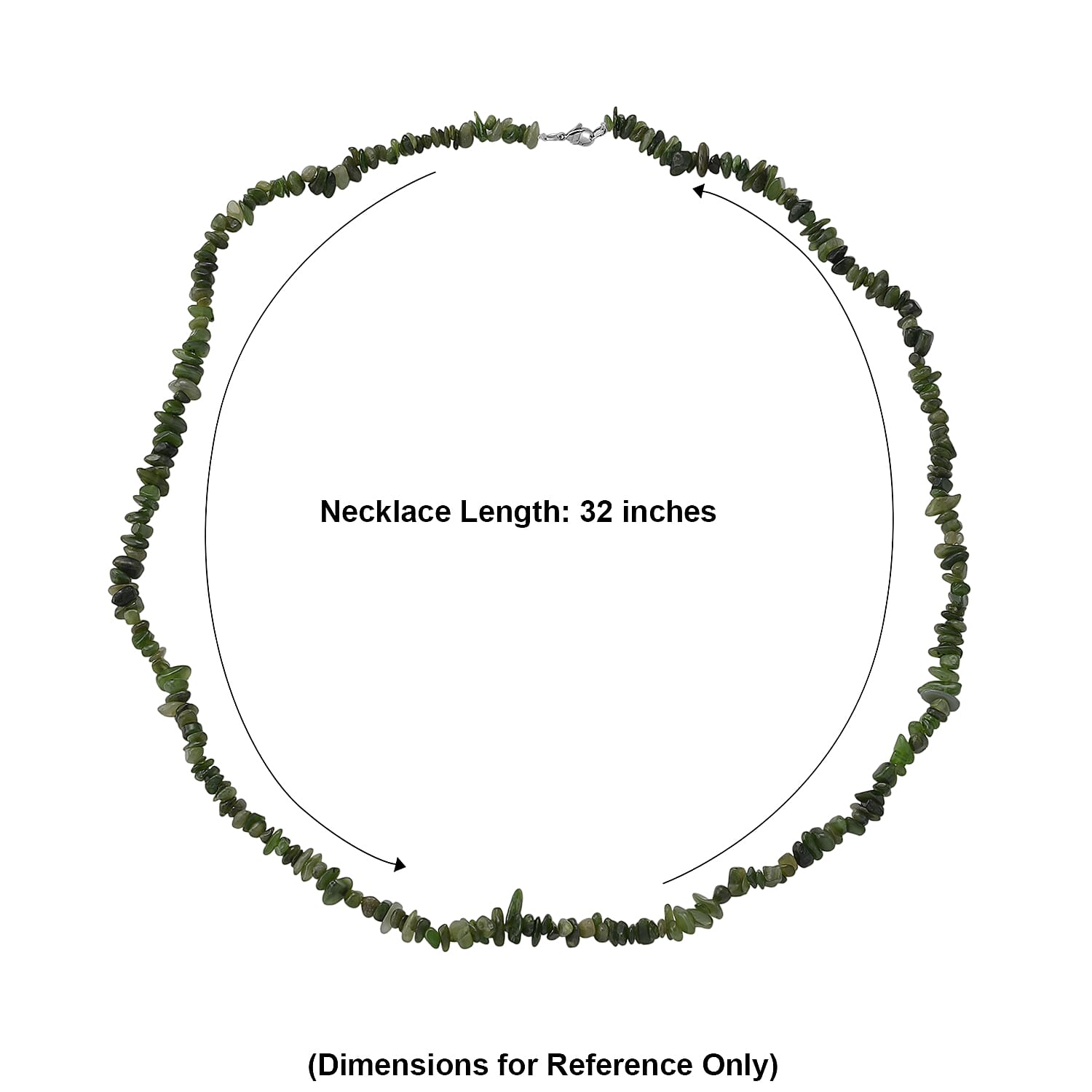 Nephrite Jade 355.00 ctw Beaded Necklace with Lobster Lock in Stainless Steel 32 Inches