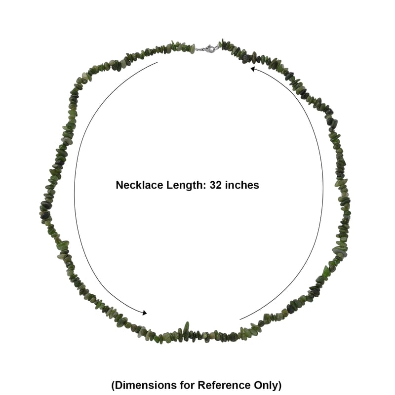 Nephrite Jade 355.00 ctw Beaded Necklace with Lobster Lock in Stainless Steel 32 Inches
