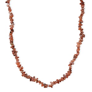 Carnelian 355.00 ctw Beaded Necklace with Lobster Lock in Stainless Steel 32 Inches