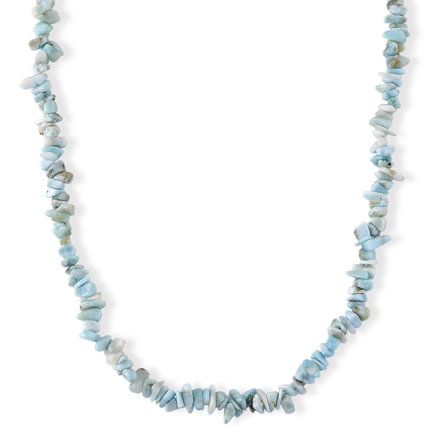 Larimar 160.00 ctw Chips Necklace in Stainless Steel 18-20 Inches