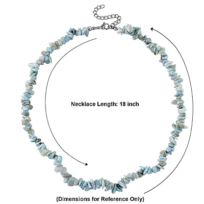 Larimar 160.00 ctw Chips Necklace in Stainless Steel 18-20 Inches