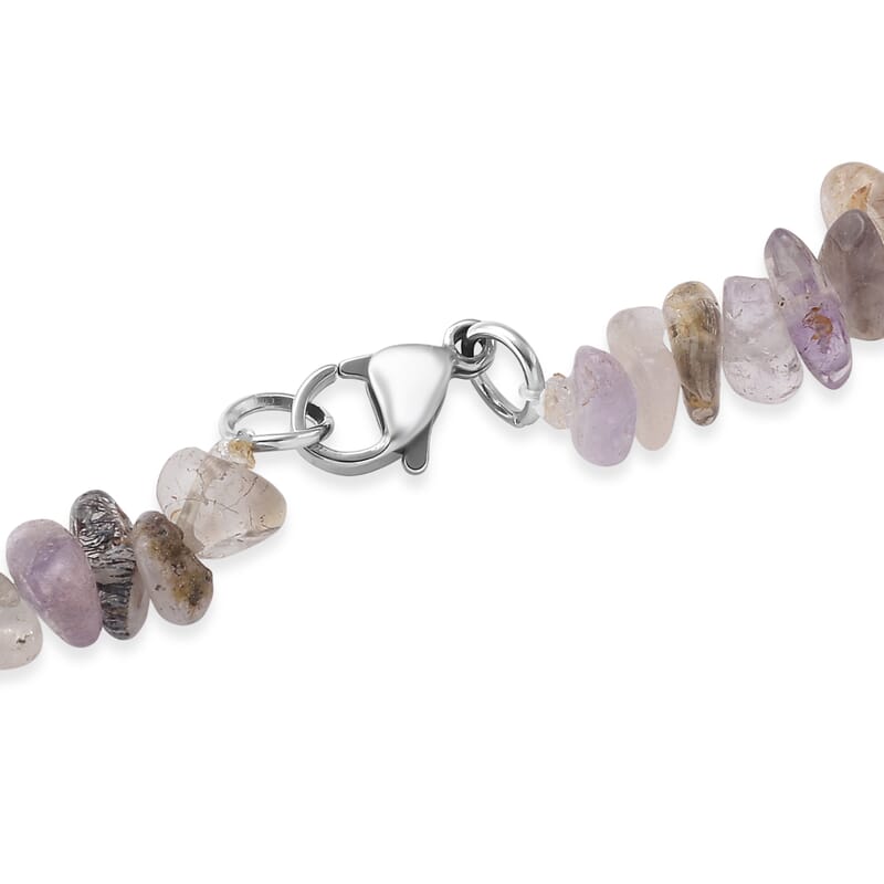 Cacoxenite 355.00 ctw Chips Necklace with Lobster Lock in Stainless Steel 32 Inches