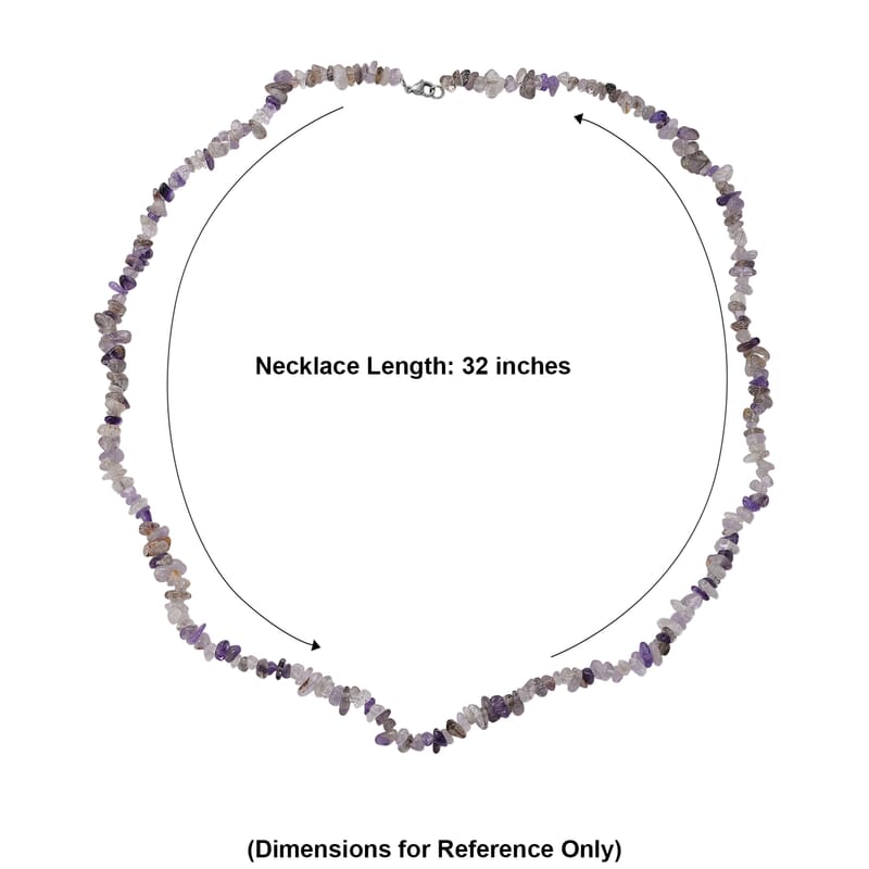 Cacoxenite 355.00 ctw Chips Necklace with Lobster Lock in Stainless Steel 32 Inches