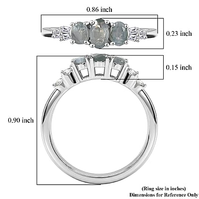D'Joy Narsipatnam Alexandrite and Diamond 0.70 ctw Regal Shift Three-Stone Ring in Rhodium Over Sterling Silver (Size 8.0)