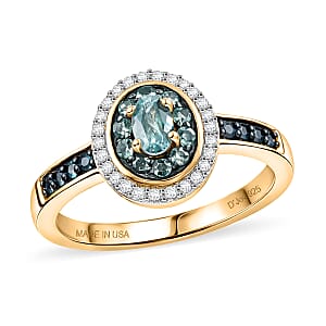 D'Joy Narsipatnam Alexandrite and Moissanite 0.85 ctw Crown of Firelight Ring in 18K Vermeil Yellow Gold Over Sterling Silver (Size 10.0)