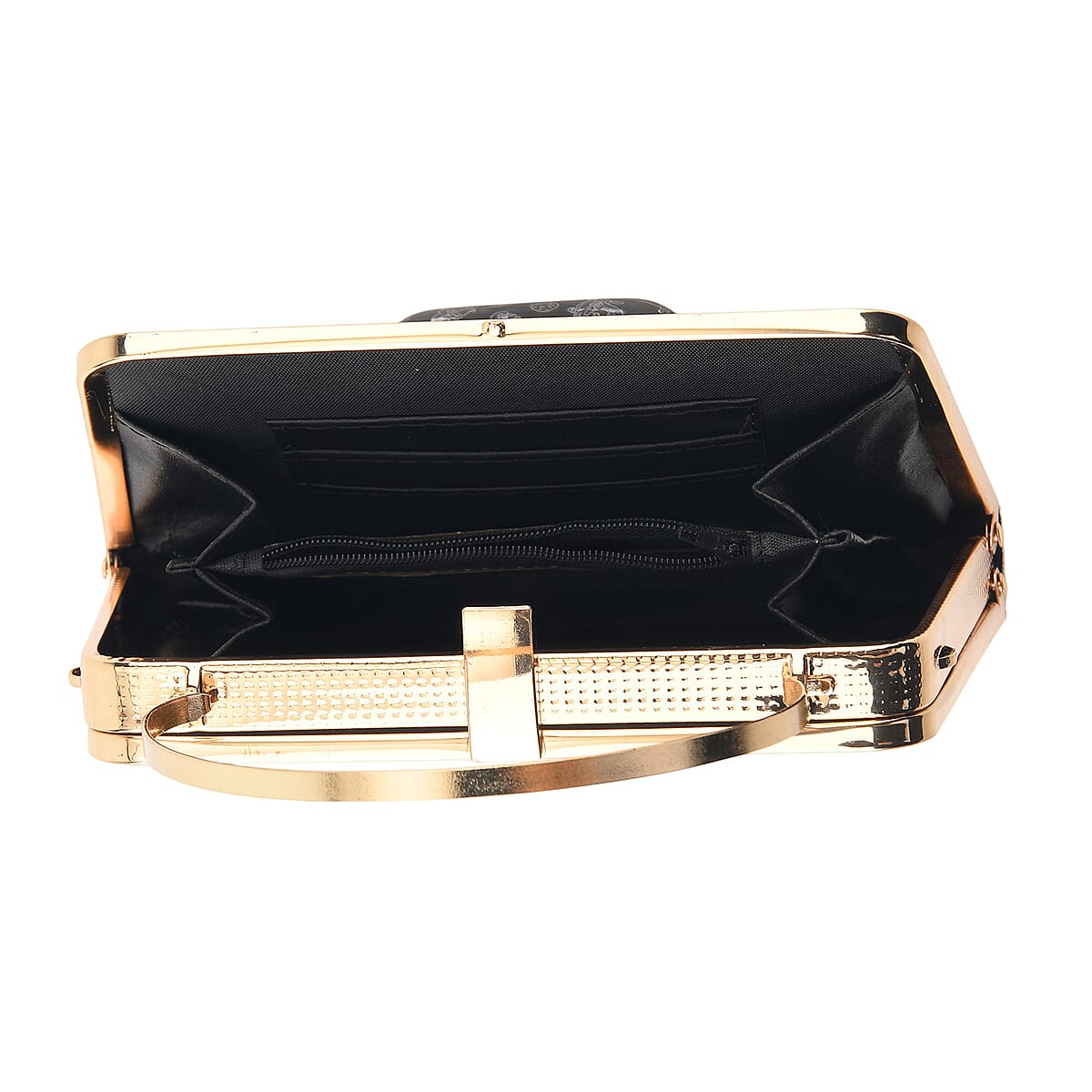La Marey Golden Leaf Pattern Crystal Evening Clutch Bag image number 2