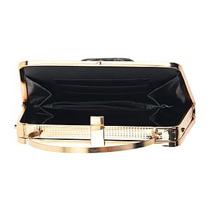 La Marey Golden Butterfly Pattern Crystal Evening Clutch Bag