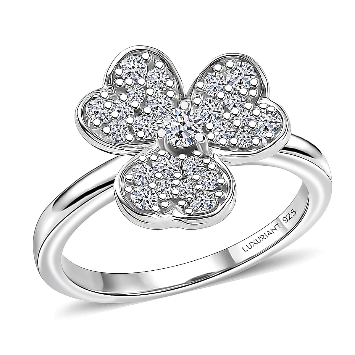 Luxuriant Lab Grown Diamond G-H SI 0.50 ctw Ring in Rhodium Over Sterling Silver (Size 7.0) (Del. In 10-12 Days)