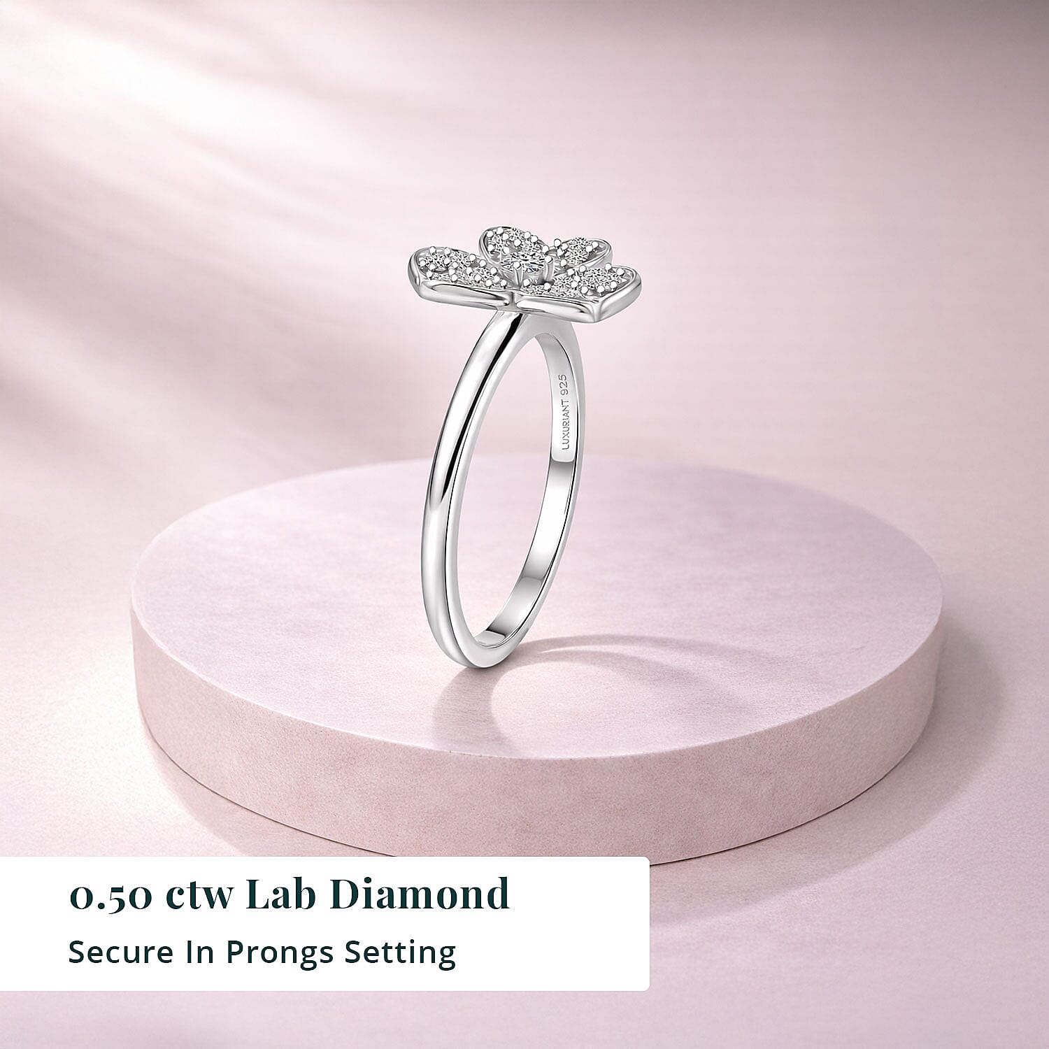 Luxuriant Lab Grown Diamond G-H SI 0.50 ctw Ring in Rhodium Over Sterling Silver (Size 7.0) (Del. In 10-12 Days)