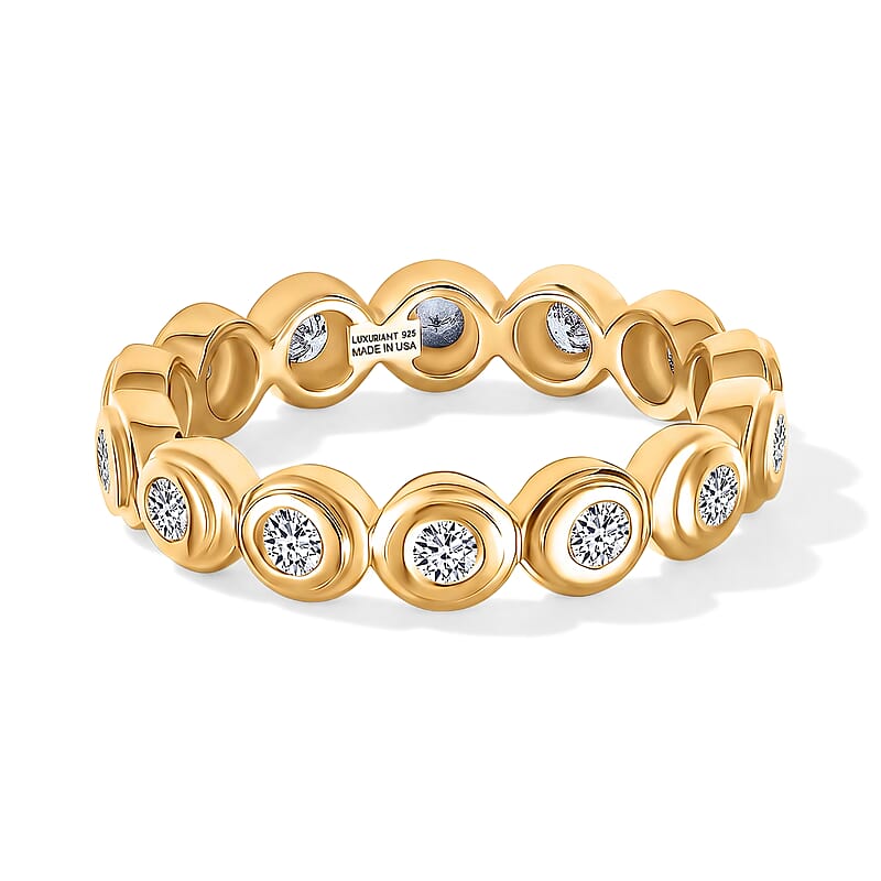 Luxuriant Lab Grown Diamond G-H SI 0.90 ctw Ring in 18K Vermeil Yellow Gold Over Sterling Silver (Size 7.0)