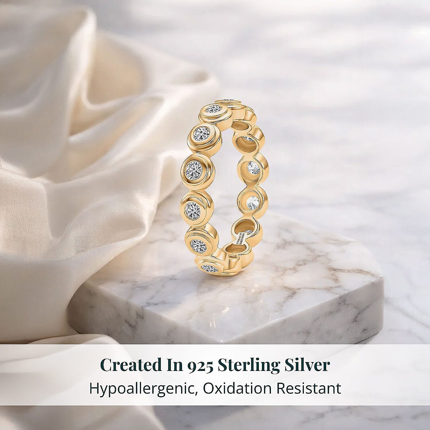 Luxuriant Lab Grown Diamond G-H SI 1.00 ctw Ring in 18K Vermeil Yellow Gold Over Sterling Silver (Size 7.0) (Del. in 10-12 Days)