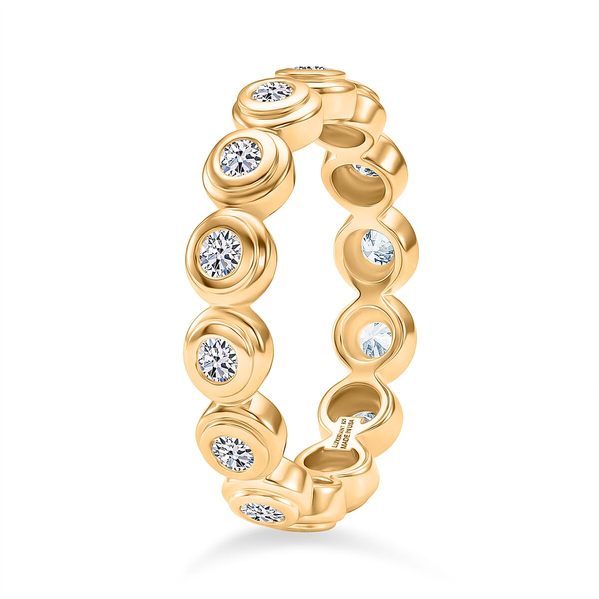 Luxuriant Lab Grown Diamond G-H SI 0.90 ctw Ring in 18K Vermeil Yellow Gold Over Sterling Silver (Size 7.0) image number 3