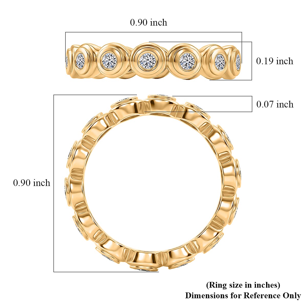 Luxuriant Lab Grown Diamond G-H SI 0.90 ctw Ring in 18K Vermeil Yellow Gold Over Sterling Silver (Size 7.0) image number 5