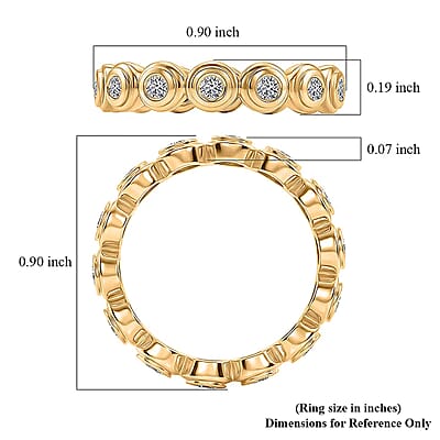 Luxuriant Lab Grown Diamond G-H SI 0.90 ctw Ring in 18K Vermeil Yellow Gold Over Sterling Silver (Size 7.0)