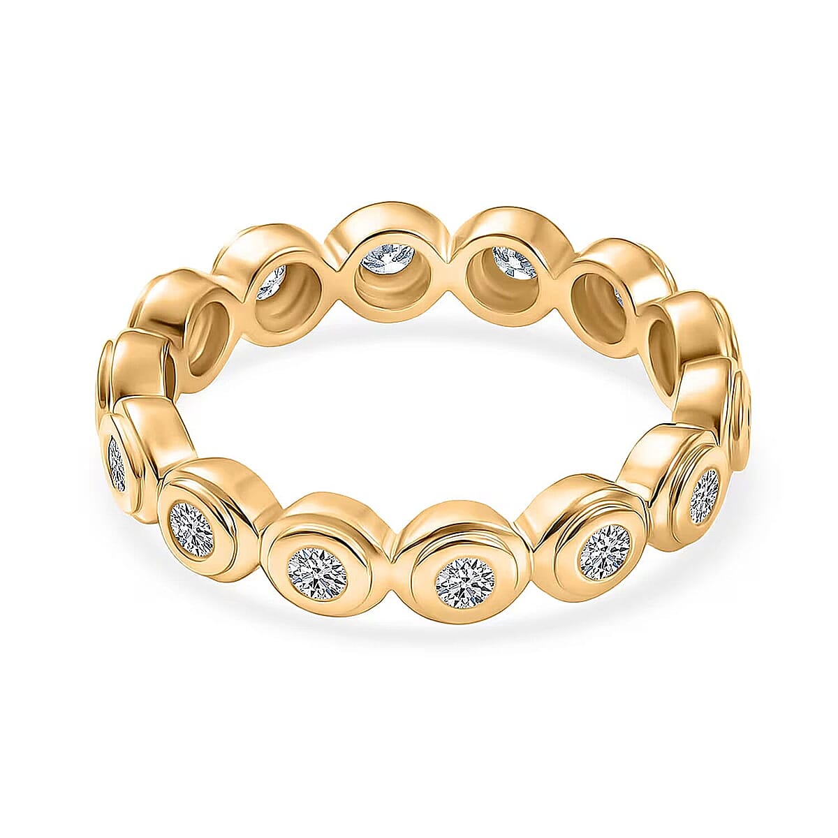 Luxuriant Lab Grown Diamond G-H SI 0.90 ctw Ring in 18K Vermeil Yellow Gold Over Sterling Silver (Size 7.0) (Del. In 10-12 Days) image number 7