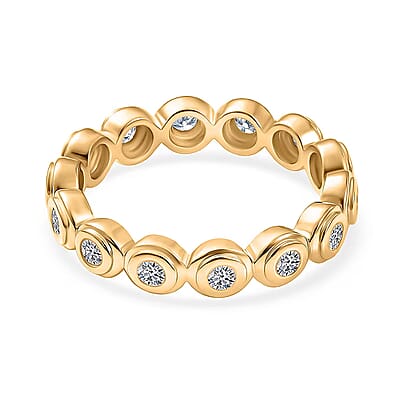 Luxuriant Lab Grown Diamond G-H SI 0.90 ctw Ring in 18K Vermeil Yellow Gold Over Sterling Silver (Size 7.0)