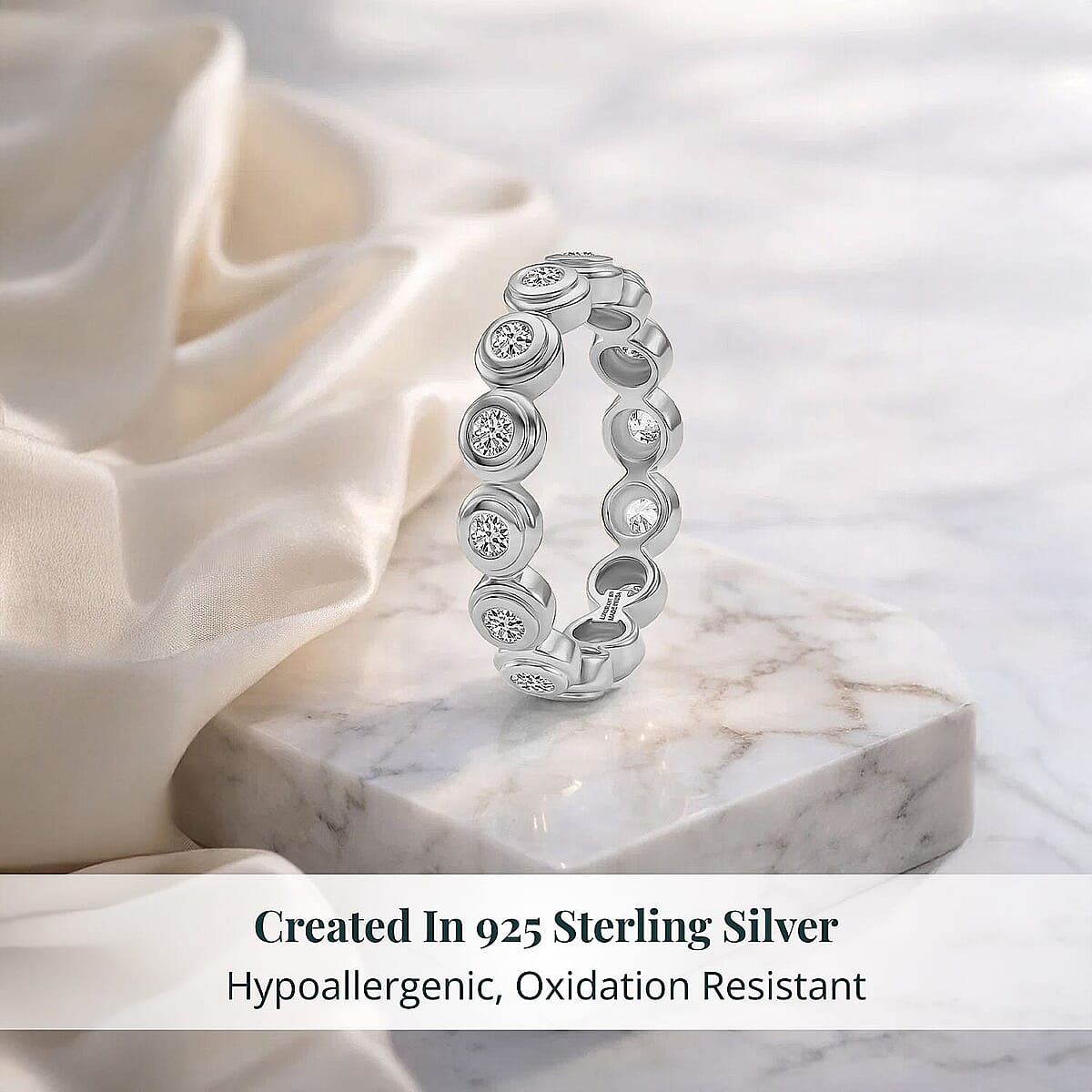 Luxuriant Lab Grown Diamond G-H SI 1.00 ctw Ring in Rhodium Over Sterling Silver (Size 7.0) (Del. in 10-12 Days) image number 2