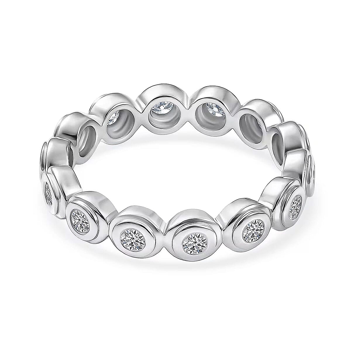 Luxuriant Lab Grown Diamond G-H SI 1.00 ctw Ring in Rhodium Over Sterling Silver (Size 7.0) (Del. in 10-12 Days) image number 7