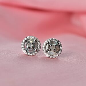 D'Joy Narsipatnam Alexandrite and Moissanite 1.00 ctw Stud Earrings in Rhodium Over Sterling Silver