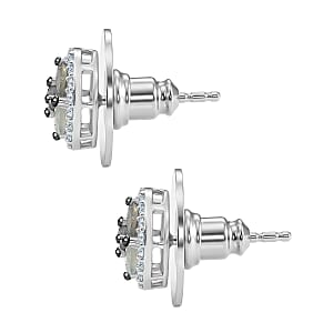 D'Joy Narsipatnam Alexandrite and Moissanite 1.00 ctw Stud Earrings in Rhodium Over Sterling Silver