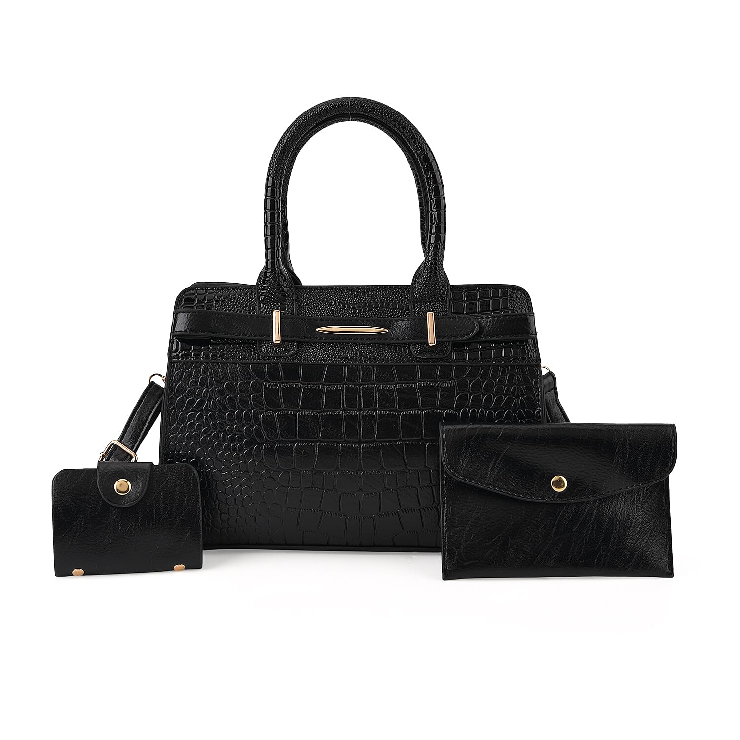 Passage Black 3pcs Set Multi Pocket Tote Bag and Wristlet