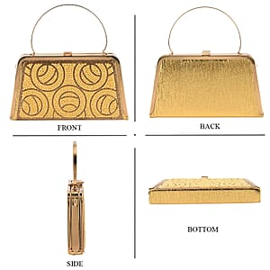 La Marey Golden Floral Pattern Crystal Evening Clutch Bag