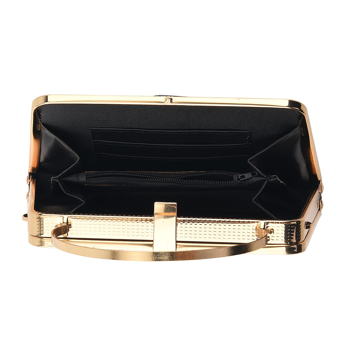 La Marey Golden Floral Pattern Crystal Evening Clutch Bag image number 2