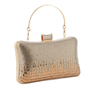 La Marey Golden Dazzles with Tassel Pattern Crystal Crossbody Bag with Chain Strap