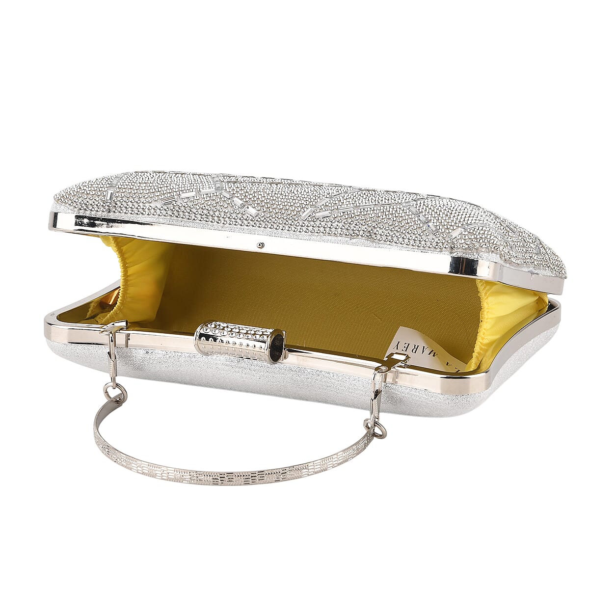 La Marey Silver Irregular Sparkling Crystal Crossbody Bag with Chain Strap image number 2